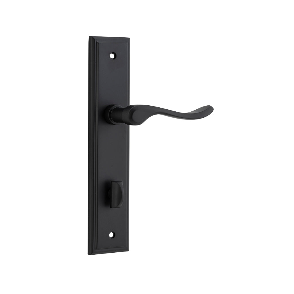 Stirling Lever - Stepped Backplate Matt Black / Privacy / Lever Set Only