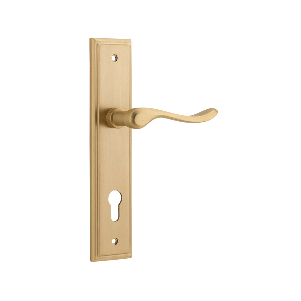 Stirling Lever - Stepped Backplate Brushed Brass / Entrance / Lever Set Only