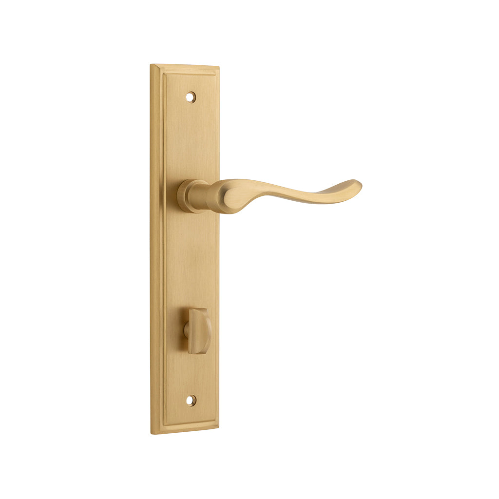 Stirling Lever - Stepped Backplate Brushed Brass / Privacy / Lever Set Only