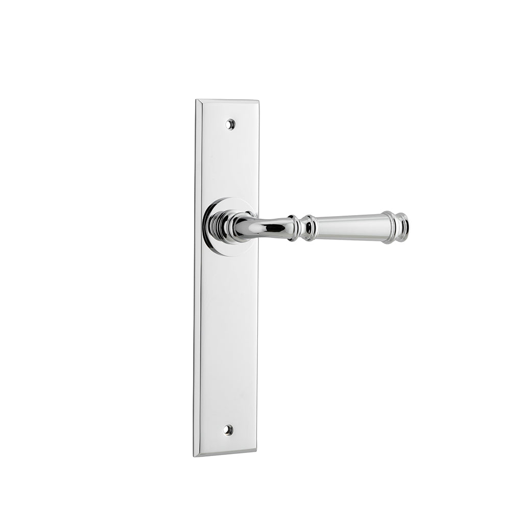 Verona Lever - Chamfered Backplate Polished Chrome / Passage / Lever Set Only