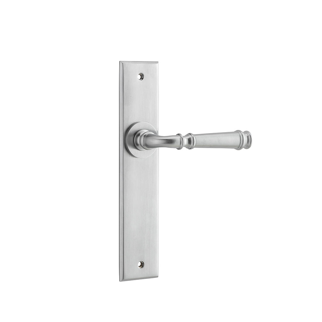 Verona Lever - Chamfered Backplate Brushed Chrome / Passage / Lever Set Only