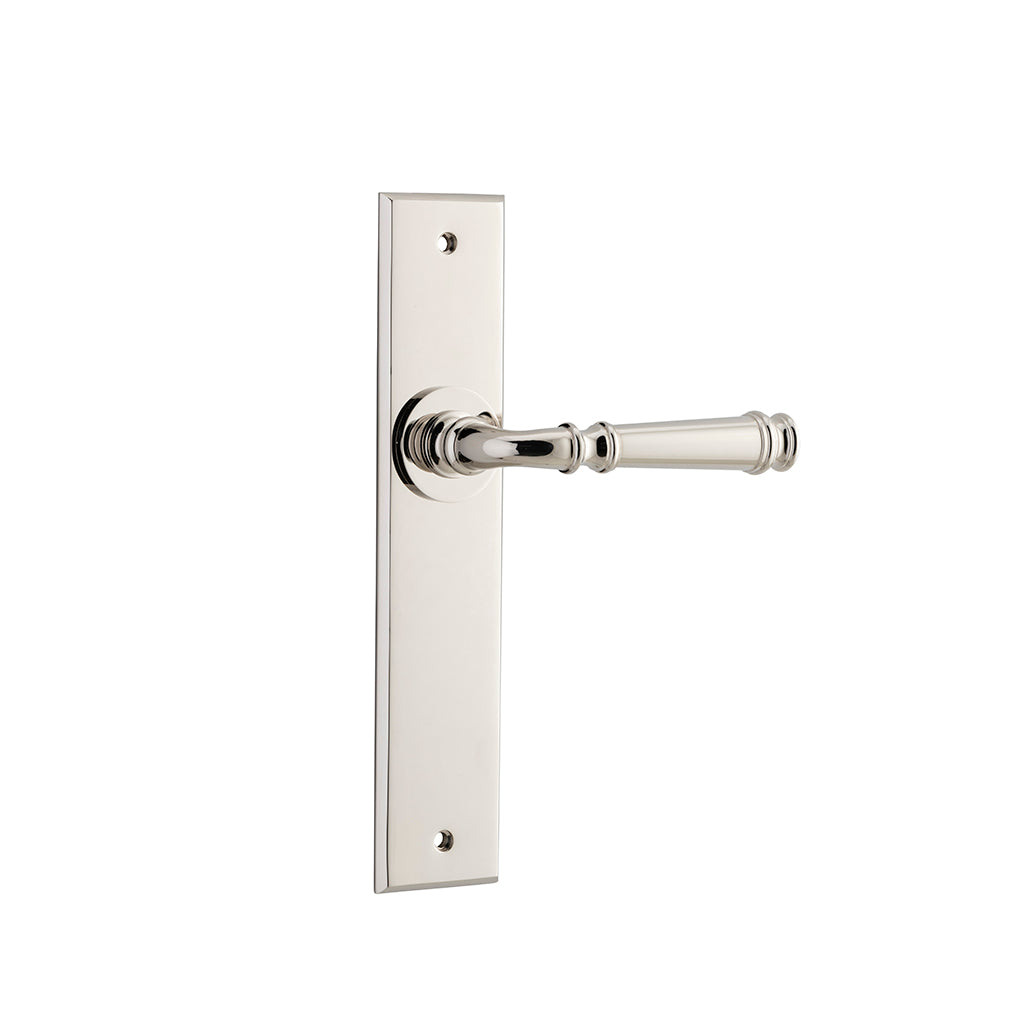 Verona Lever - Chamfered Backplate Polished Nickel / Passage / Lever Set Only