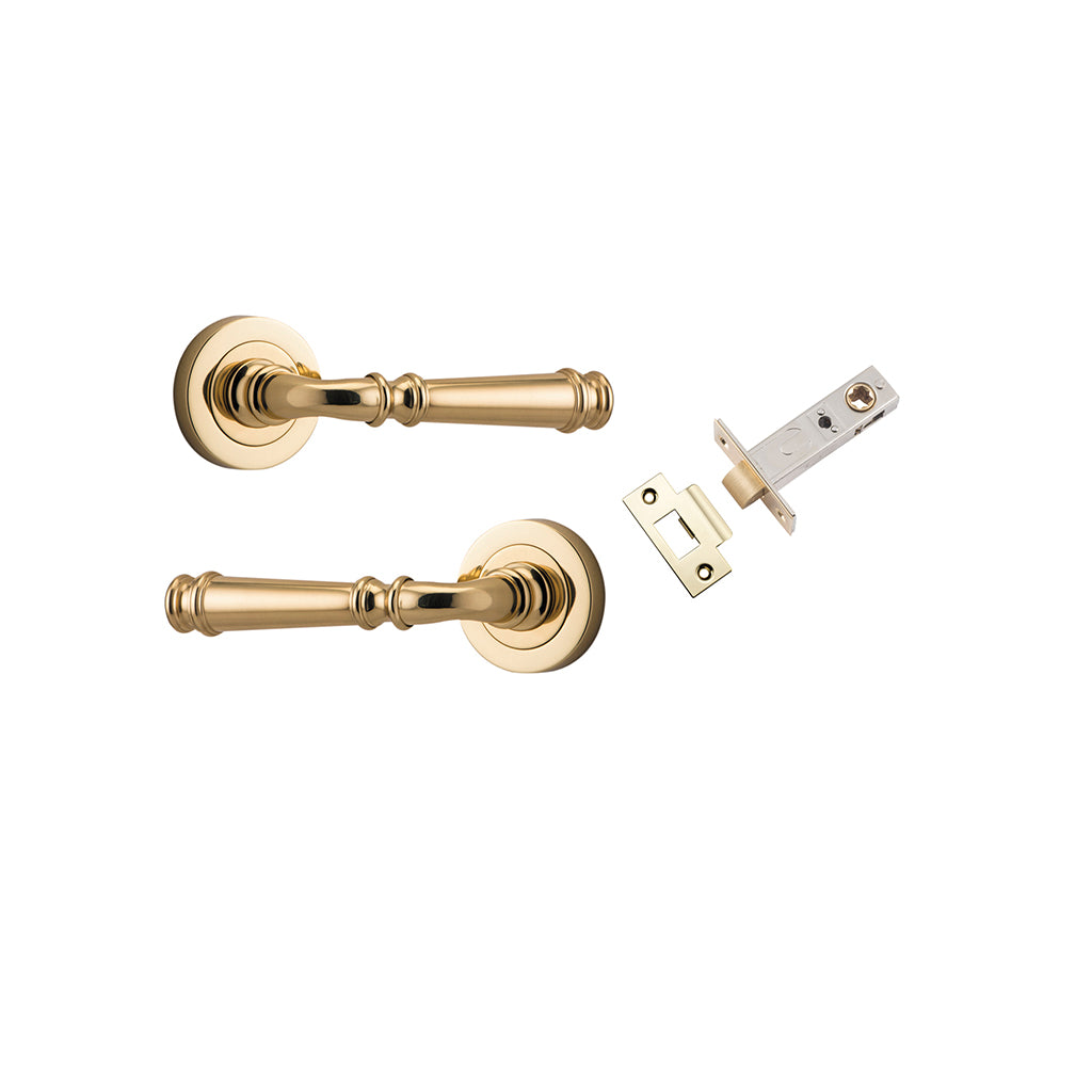 Verona Lever - Round Rose Polished Brass / Passage / Passage Kit