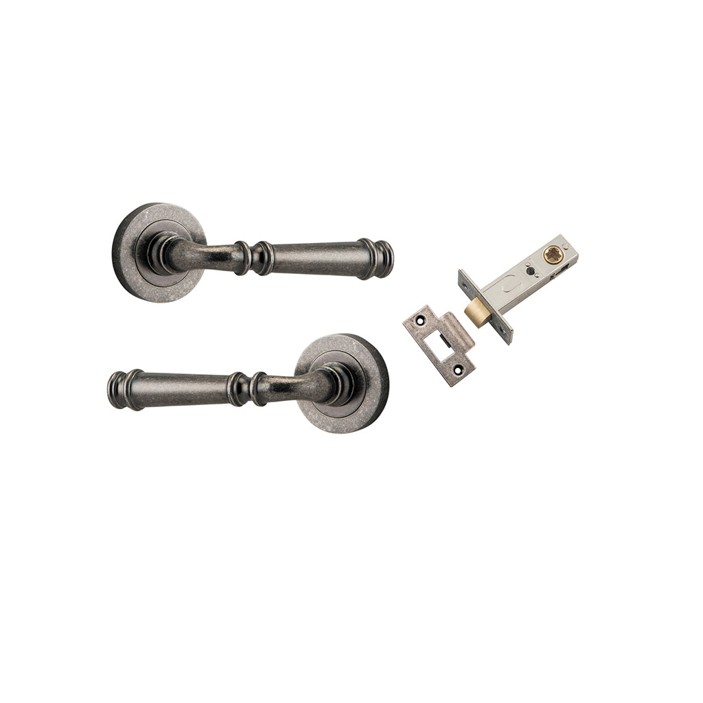 Verona Lever - Round Rose Distressed Nickel / Passage / Passage Kit