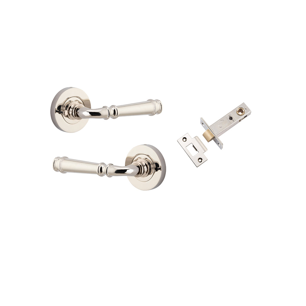 Verona Lever - Round Rose Polished Nickel / Privacy / Inbuilt Privacy Kit