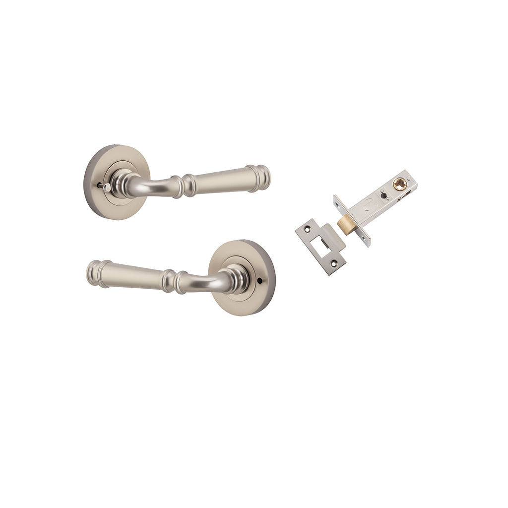 Verona Lever - Round Rose Satin Nickel / Privacy / Inbuilt Privacy Kit