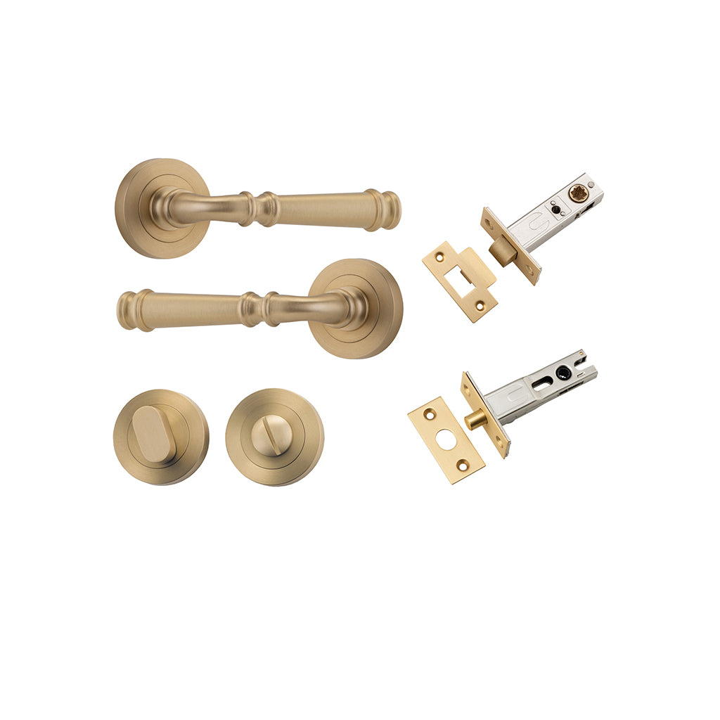 Verona Lever - Round Rose Brushed Brass / Privacy / Separate Privacy Kit