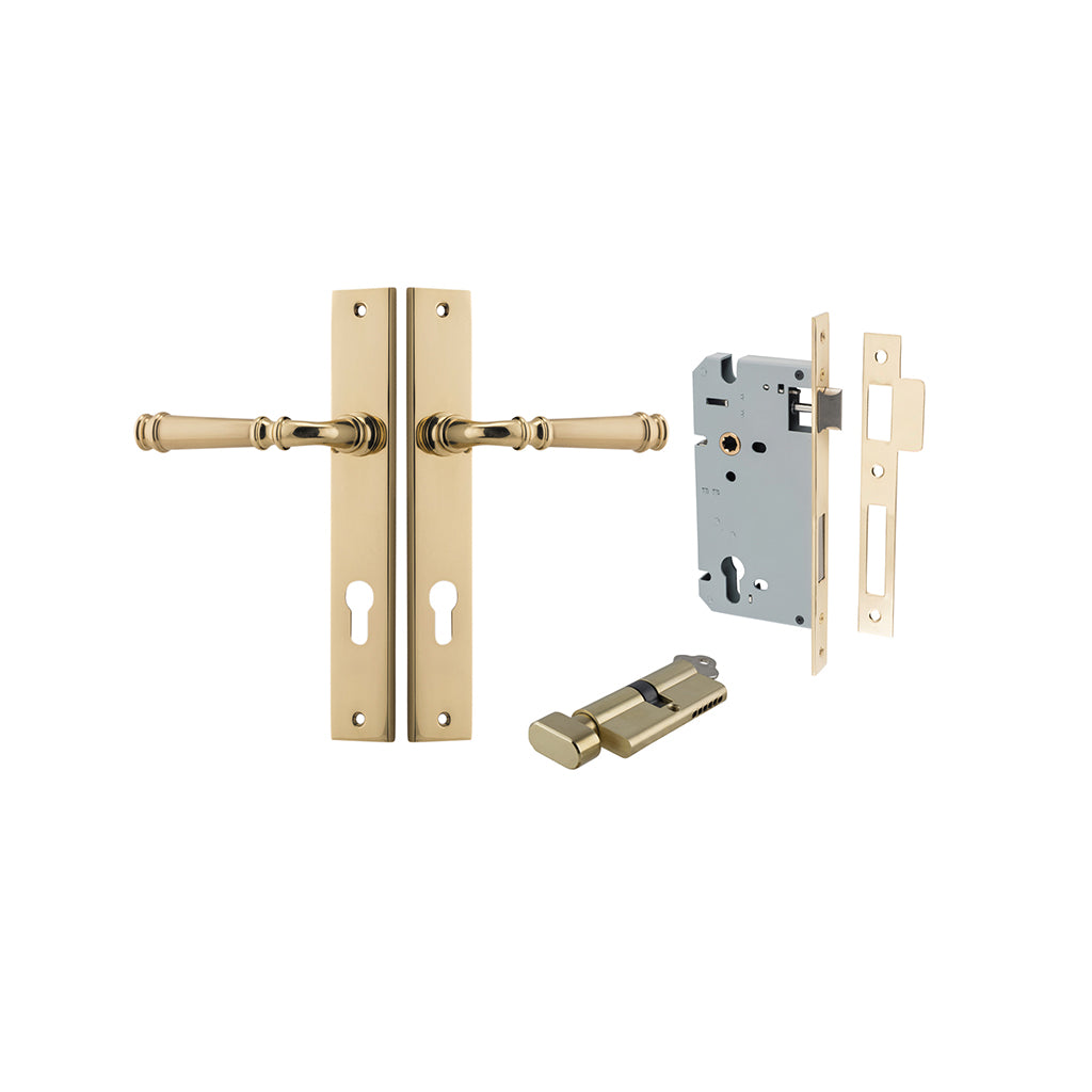 Verona Lever - Rectangular Backplate Polished Brass / Entrance / Entrance Kit (Key-Thumb)