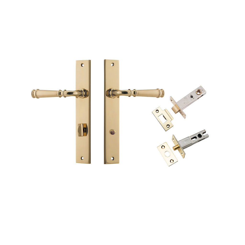 Verona Lever - Rectangular Backplate Polished Brass / Privacy / Separate Privacy Kit
