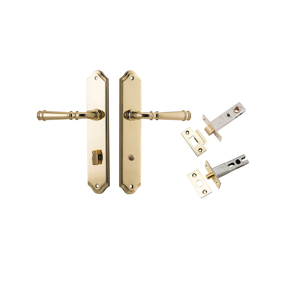 Verona Lever - Shouldered Backplate Polished Brass / Privacy / Separate Privacy Kit