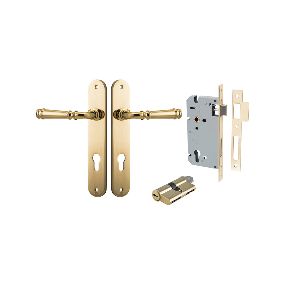 Verona Lever - Oval Backplate Polished Brass / Entrance / Entrance Kit Dual Function (Key-Key)