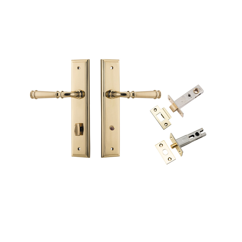 Verona Lever - Stepped Backplate Polished Brass / Privacy / Separate Privacy Kit