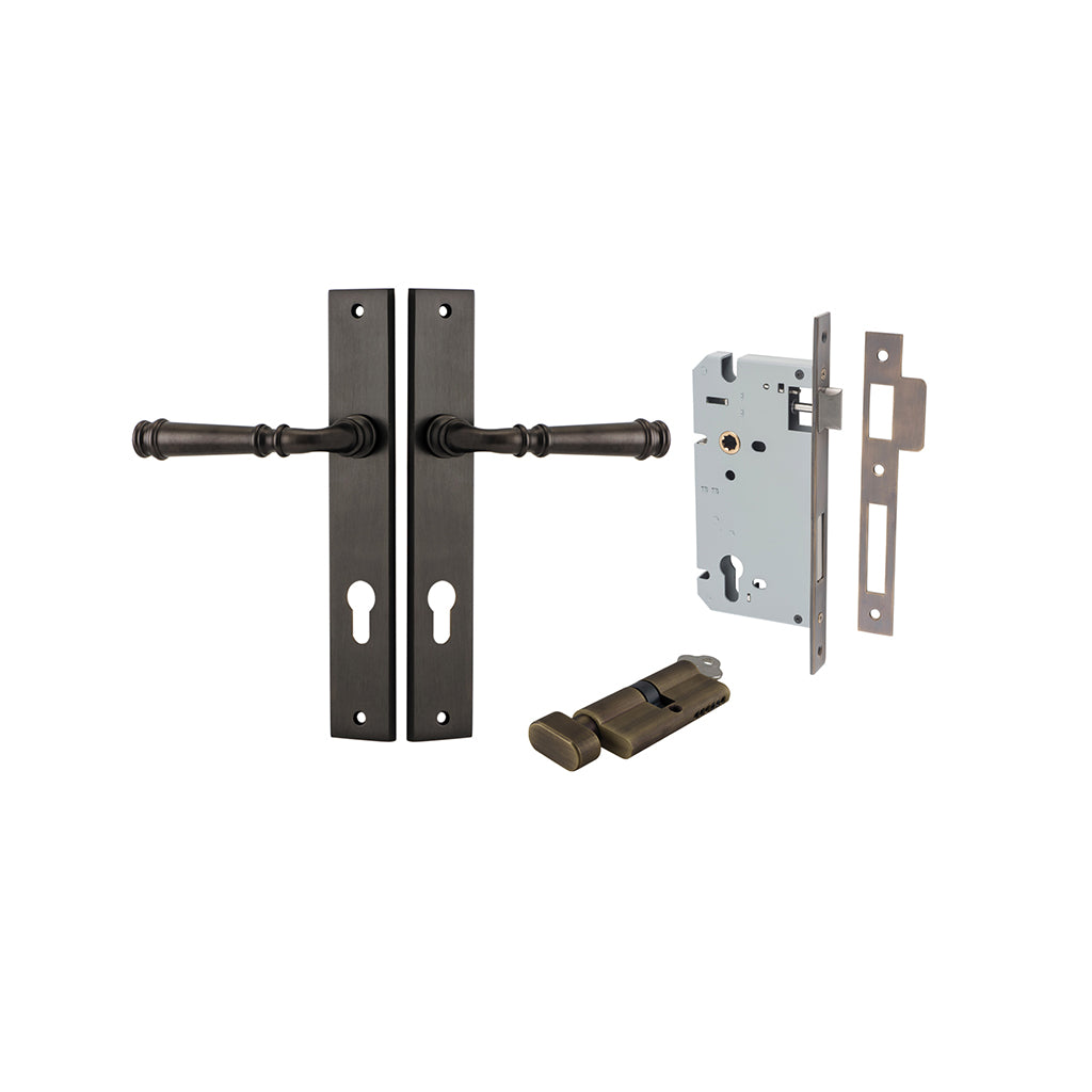 Verona Lever - Rectangular Backplate Signature Brass / Entrance / Entrance Kit (Key-Thumb)