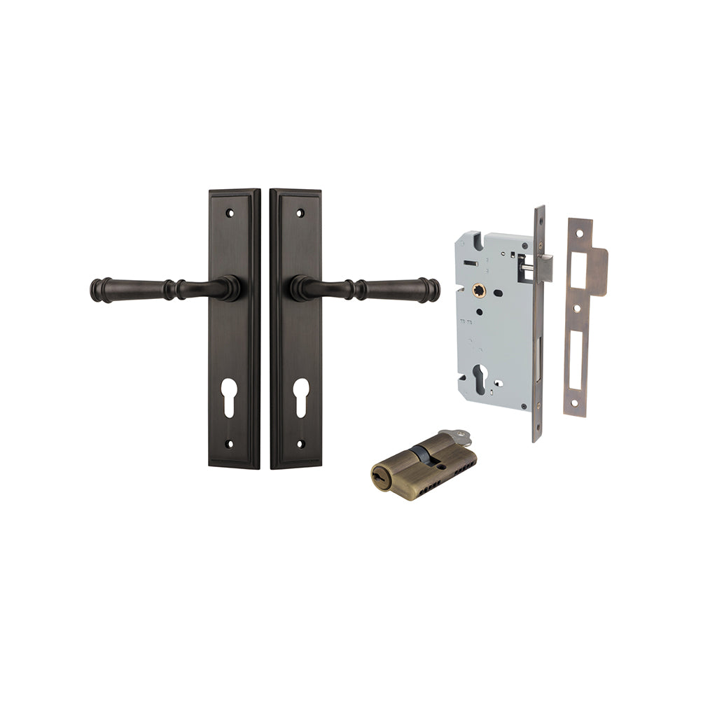 Verona Lever - Stepped Backplate Signature Brass / Entrance / Entrance Kit Dual Function (Key-Key)