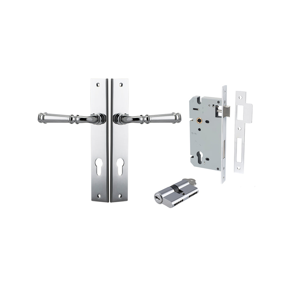 Verona Lever - Rectangular Backplate Polished Chrome / Entrance / Entrance Kit Dual Function (Key-Key)