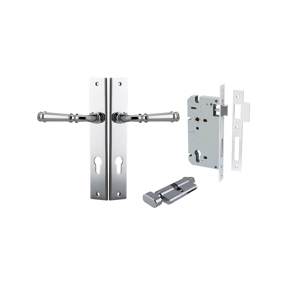 Verona Lever - Rectangular Backplate Polished Chrome / Entrance / Entrance Kit (Key-Thumb)