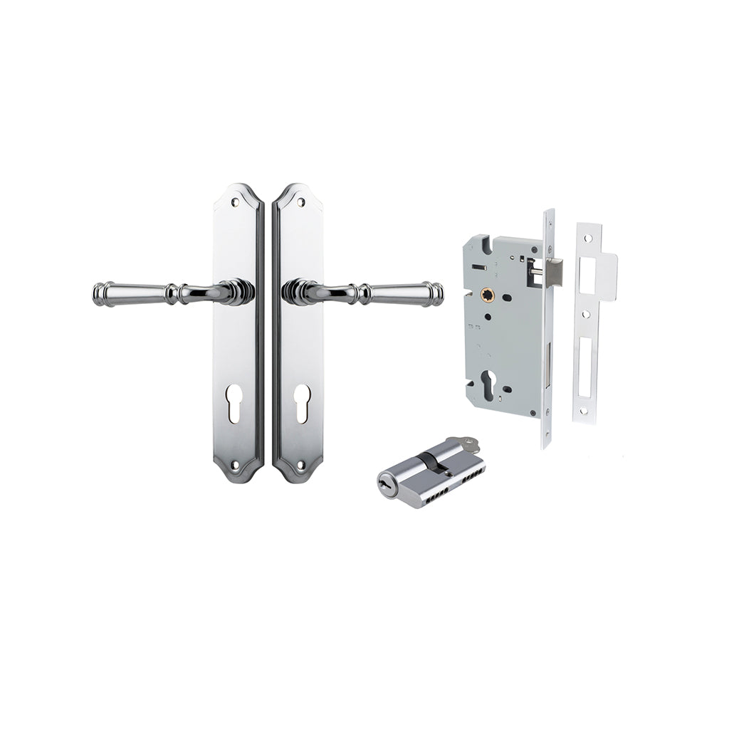 Verona Lever - Shouldered Backplate Polished Chrome / Entrance / Entrance Kit Dual Function (Key-Key)