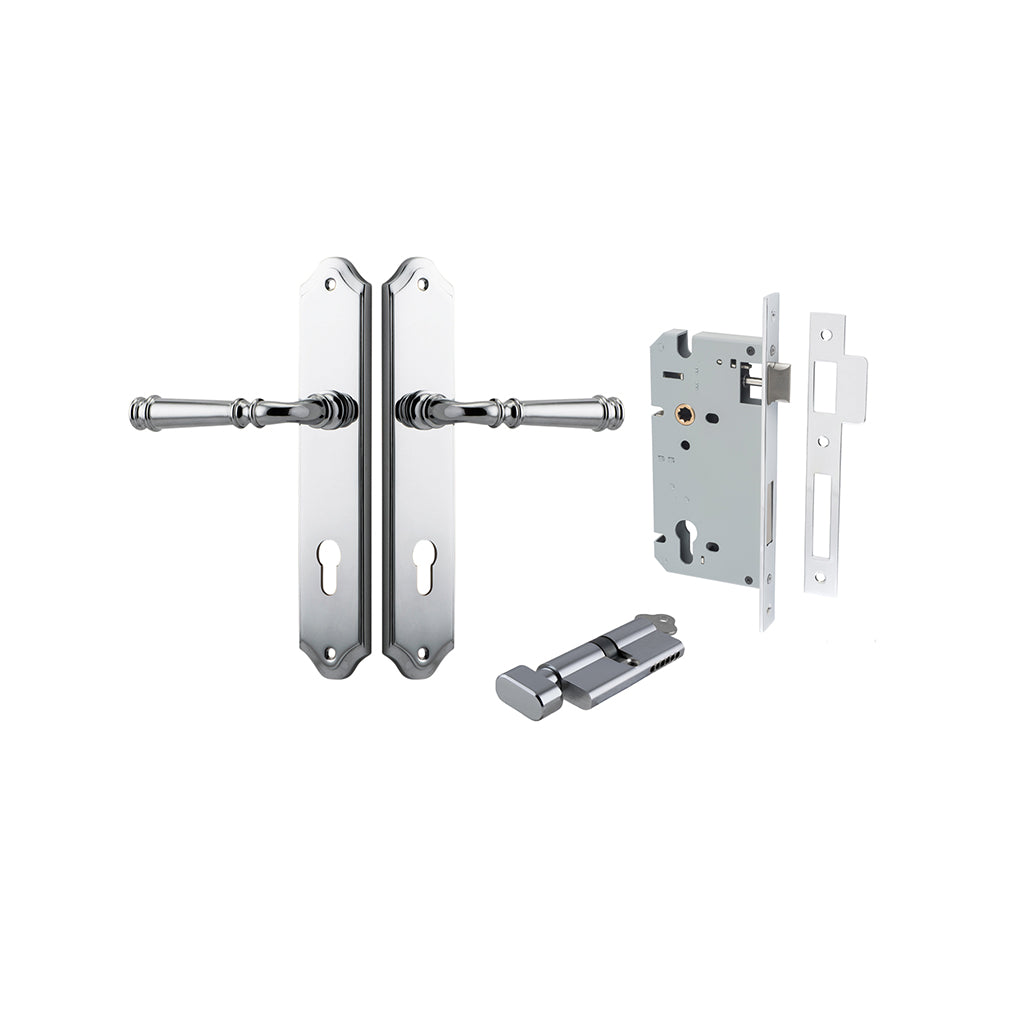 Verona Lever - Shouldered Backplate Polished Chrome / Entrance / Entrance Kit (Key-Thumb)