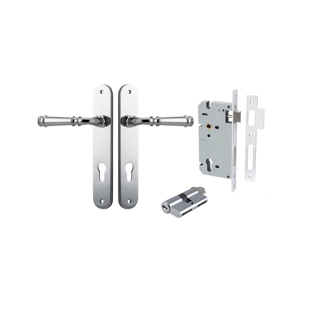 Verona Lever - Oval Backplate Polished Chrome / Entrance / Entrance Kit Dual Function (Key-Key)