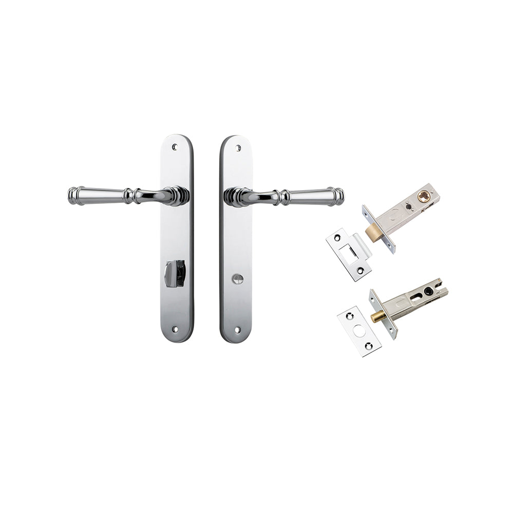 Verona Lever - Oval Backplate Polished Chrome / Privacy / Separate Privacy Kit