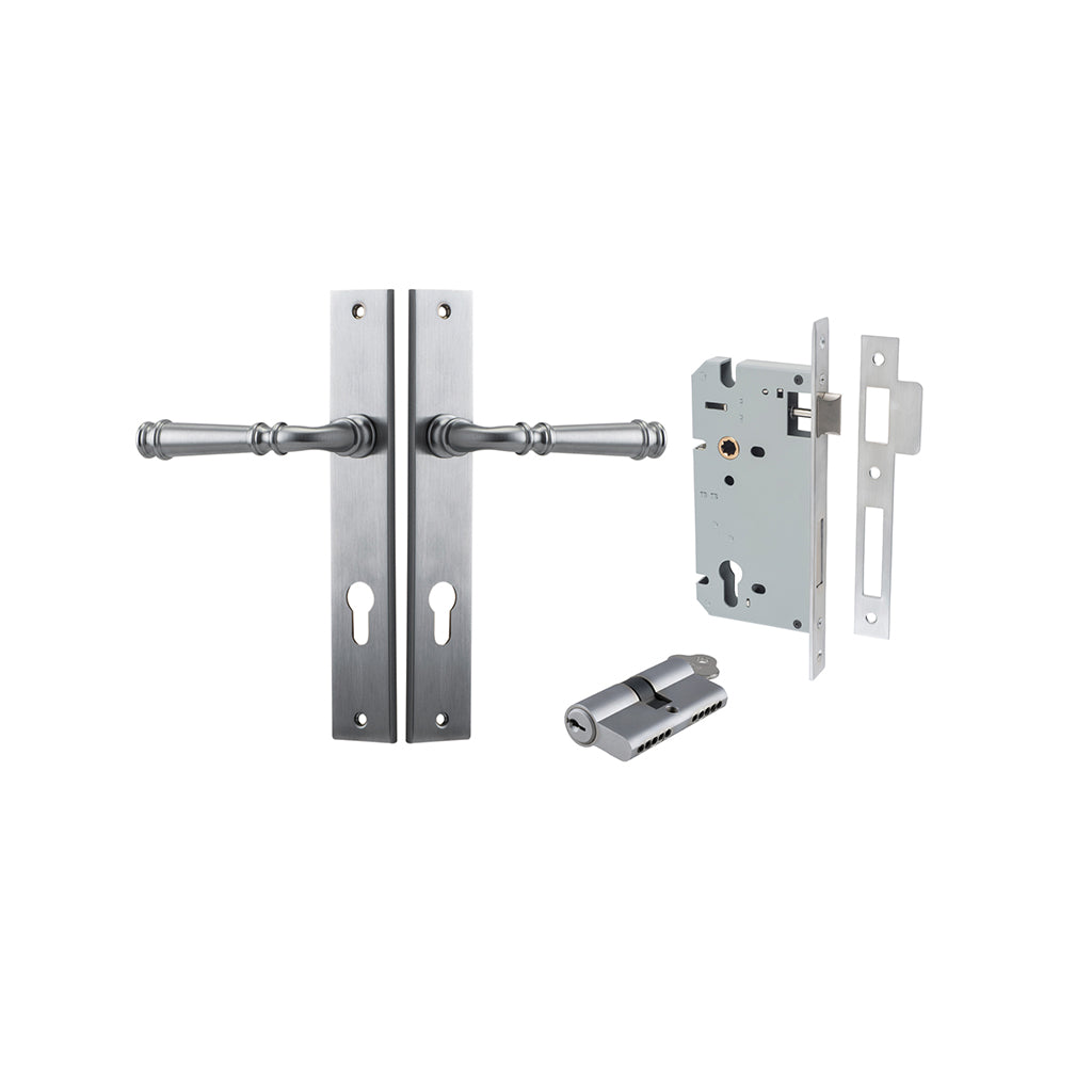 Verona Lever - Rectangular Backplate Brushed Chrome / Entrance / Entrance Kit Dual Function (Key-Key)