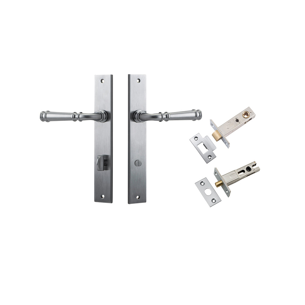 Verona Lever - Rectangular Backplate Brushed Chrome / Privacy / Separate Privacy Kit