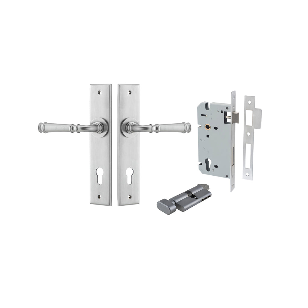 Verona Lever - Chamfered Backplate Brushed Chrome / Entrance / Entrance Kit (Key-Thumb)