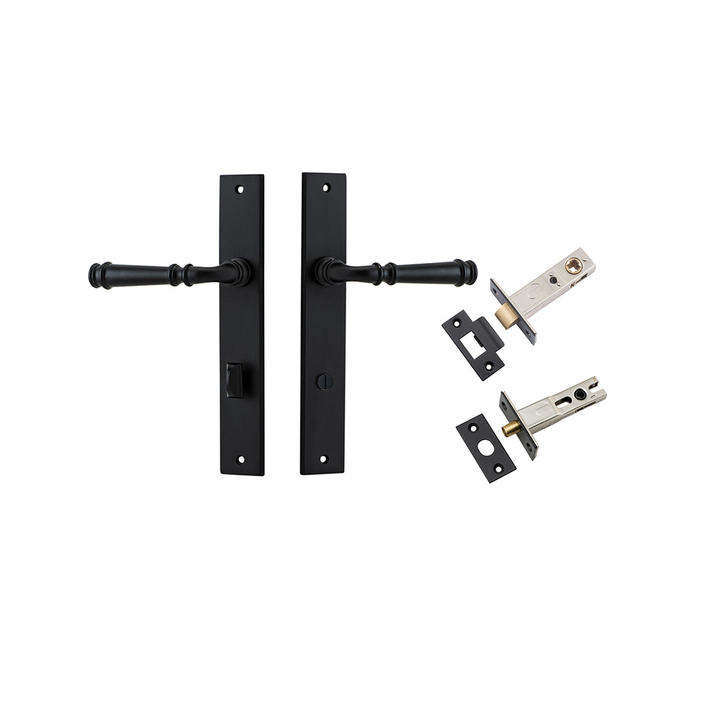 Verona Lever - Rectangular Backplate Matt Black / Privacy / Separate Privacy Kit