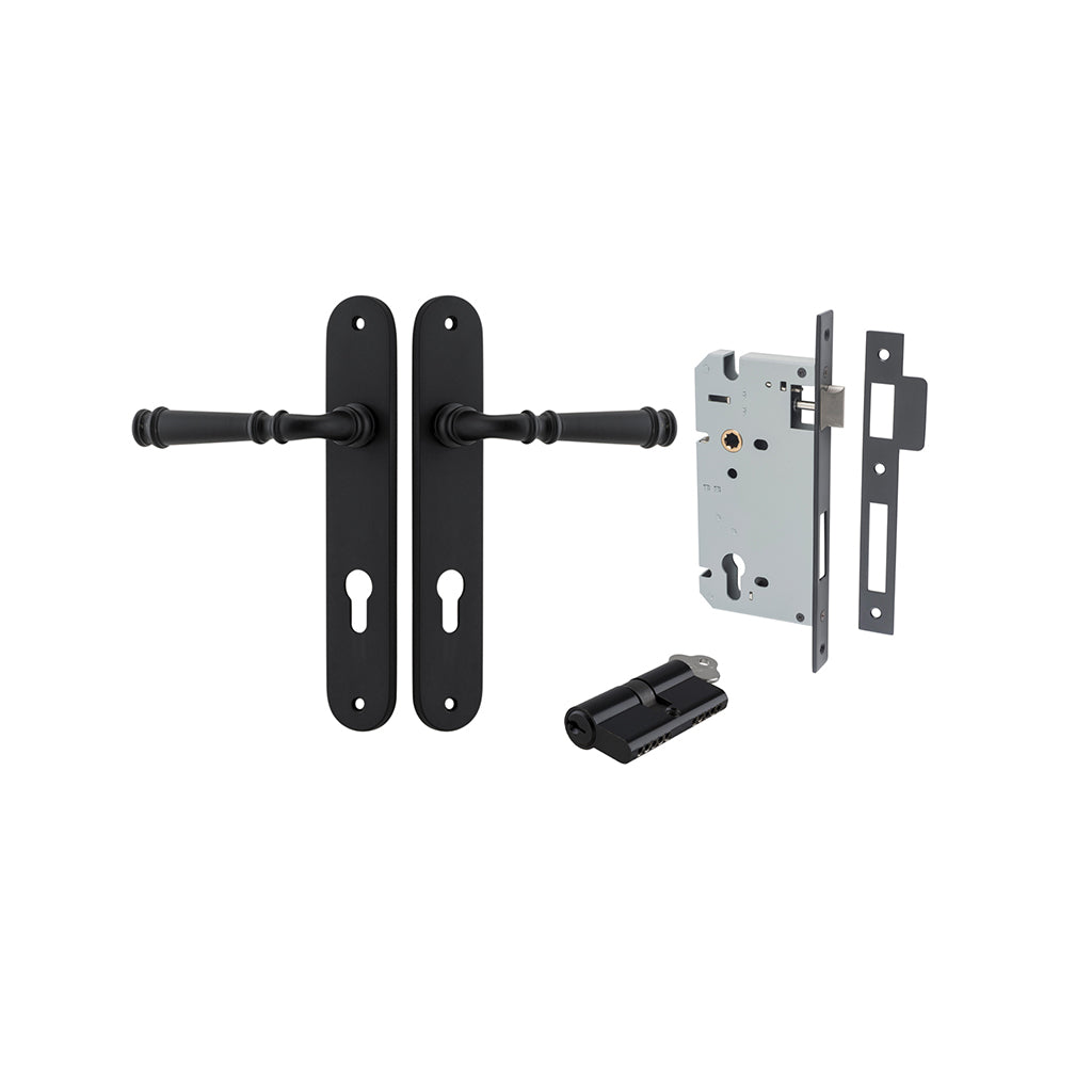 Verona Lever - Oval Backplate Matt Black / Entrance / Entrance Kit Dual Function (Key-Key)