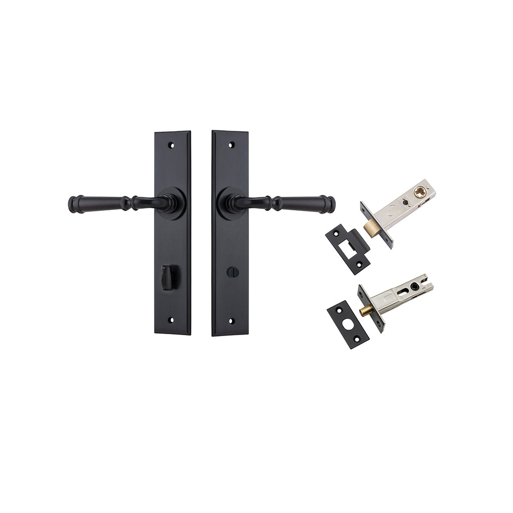 Verona Lever - Chamfered Backplate Matt Black / Privacy / Separate Privacy Kit