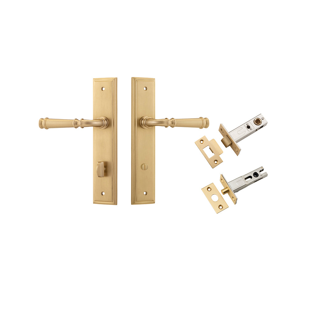 Verona Lever - Stepped Backplate Brushed Brass / Privacy / Separate Privacy Kit