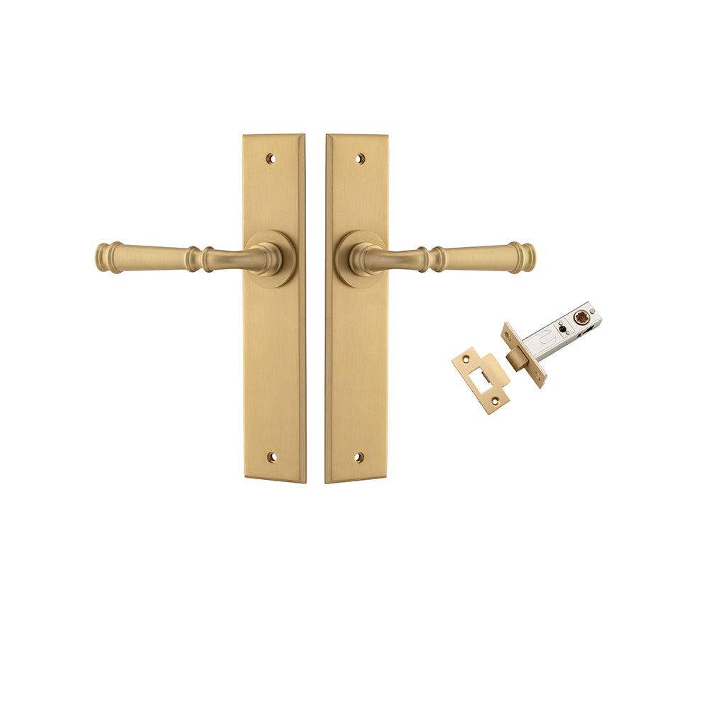 Verona Lever - Chamfered Backplate Brushed Brass / Passage / Passage Kit