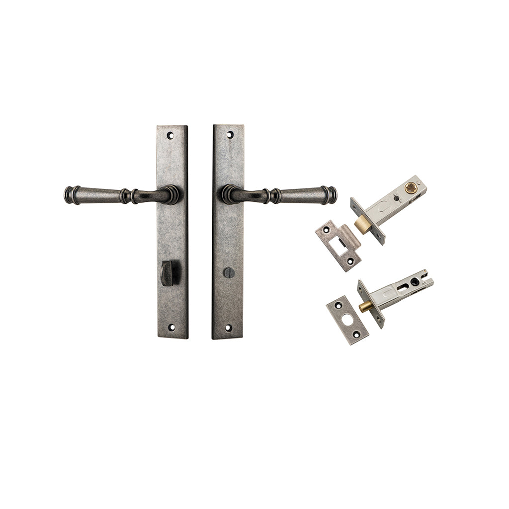 Verona Lever - Rectangular Backplate Distressed Nickel / Privacy / Separate Privacy Kit