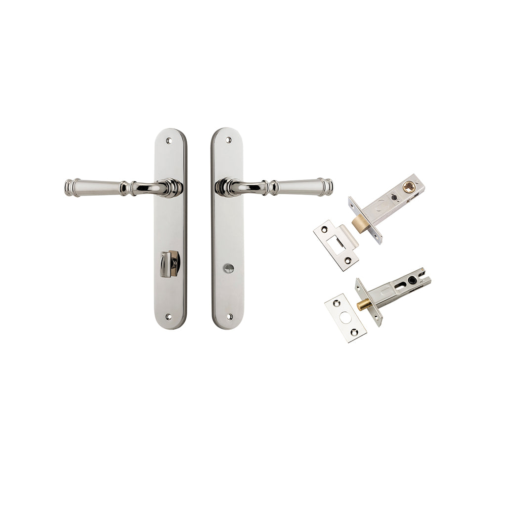 Verona Lever - Oval Backplate Polished Nickel / Privacy / Separate Privacy Kit
