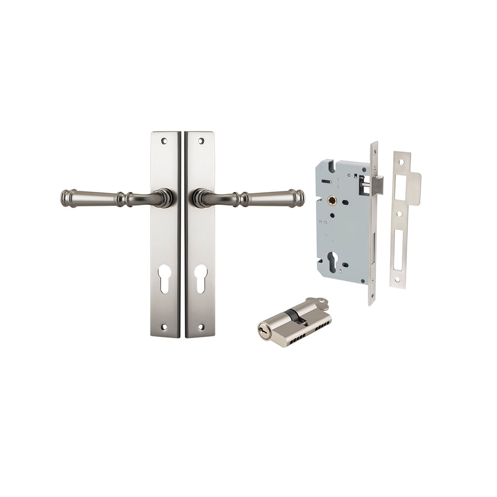 Verona Lever - Rectangular Backplate Satin Nickel / Entrance / Entrance Kit Dual Function (Key-Key)