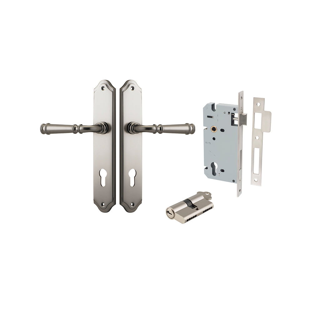 Verona Lever - Shouldered Backplate Satin Nickel / Entrance / Entrance Kit Dual Function (Key-Key)
