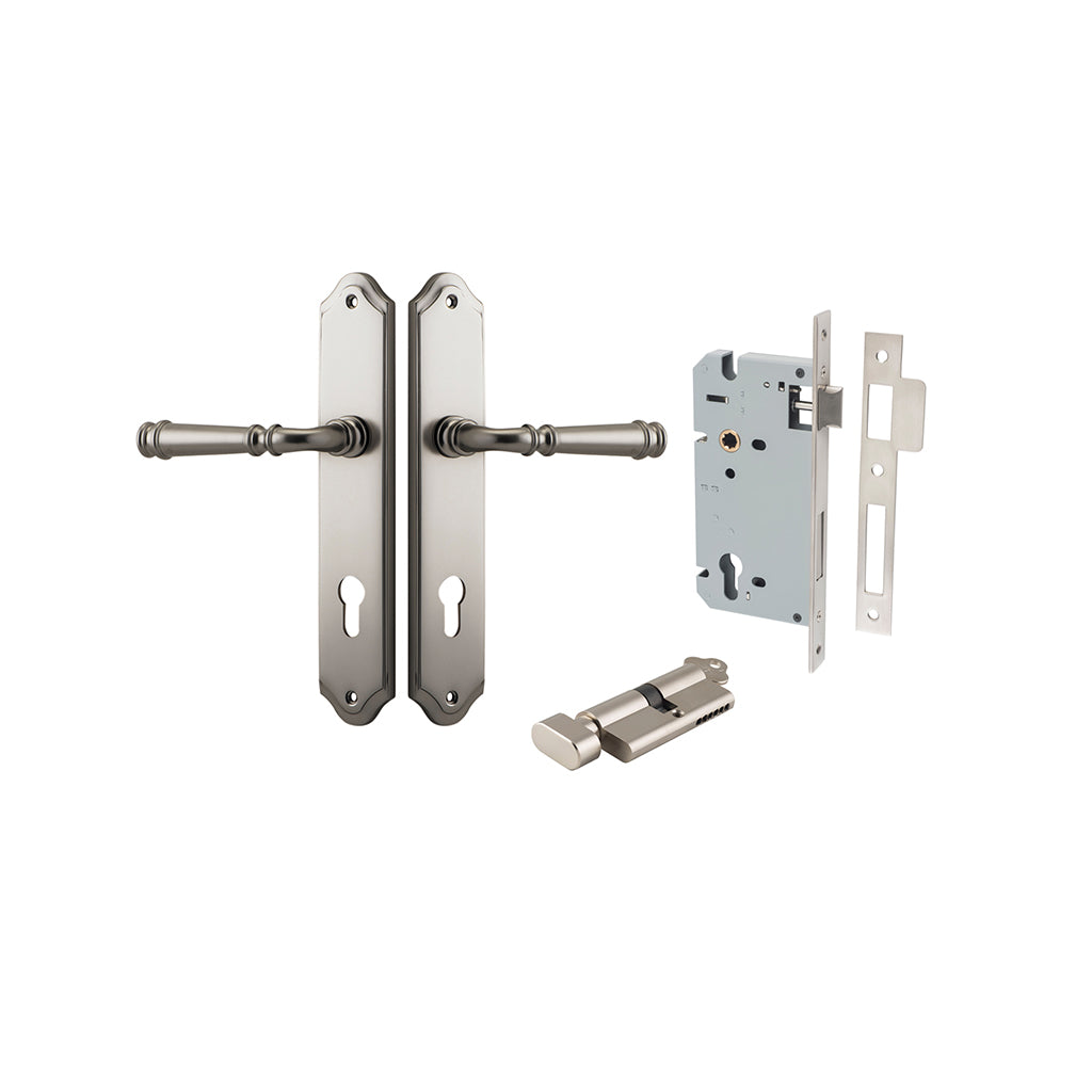 Verona Lever - Shouldered Backplate Satin Nickel / Entrance / Entrance Kit (Key-Thumb)