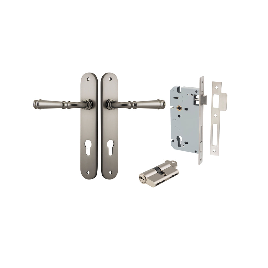 Verona Lever - Oval Backplate Satin Nickel / Entrance / Entrance Kit Dual Function (Key-Key)