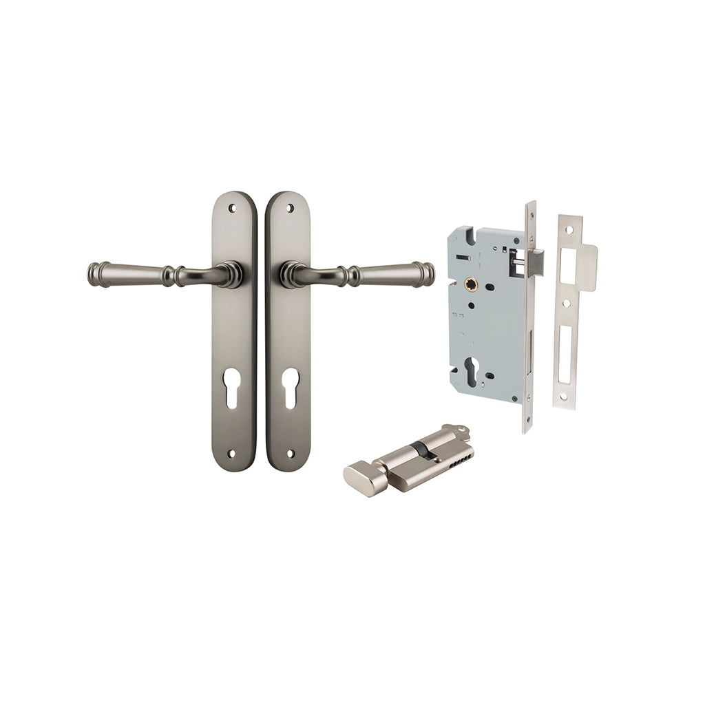 Verona Lever - Oval Backplate Satin Nickel / Entrance / Entrance Kit (Key-Thumb)
