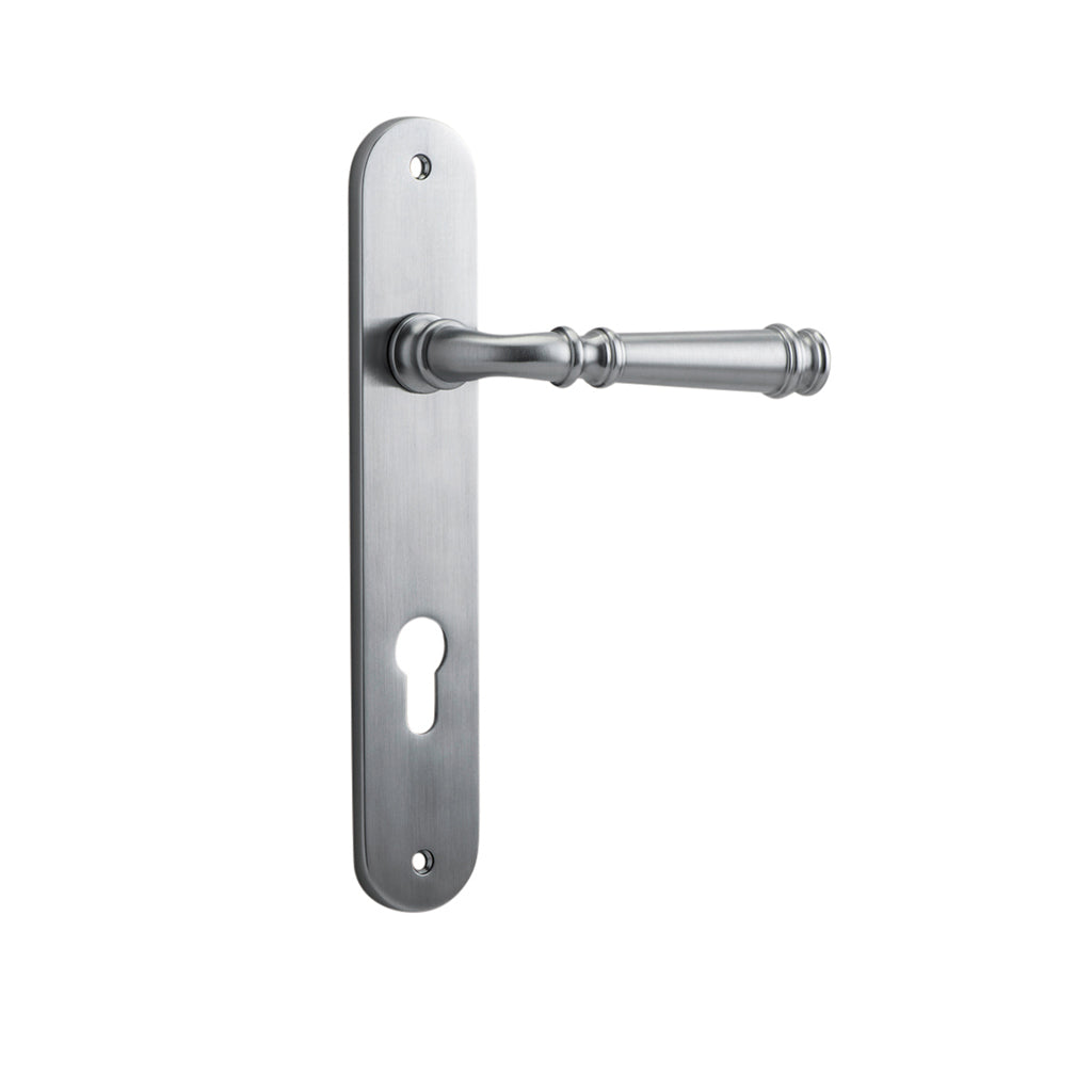 Verona Lever - Oval Backplate Brushed Chrome / Entrance / Lever Set Only