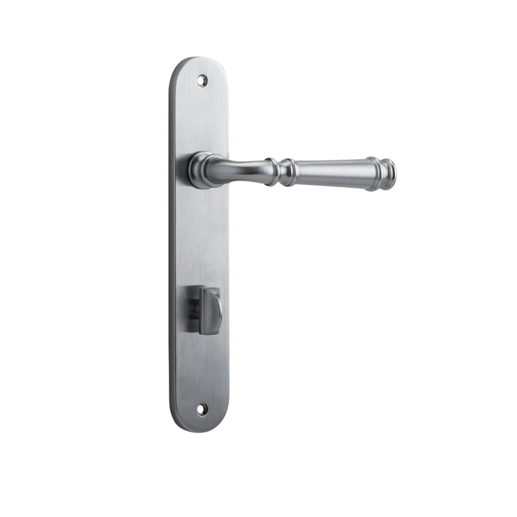 Verona Lever - Oval Backplate Brushed Chrome / Privacy / Lever Set Only