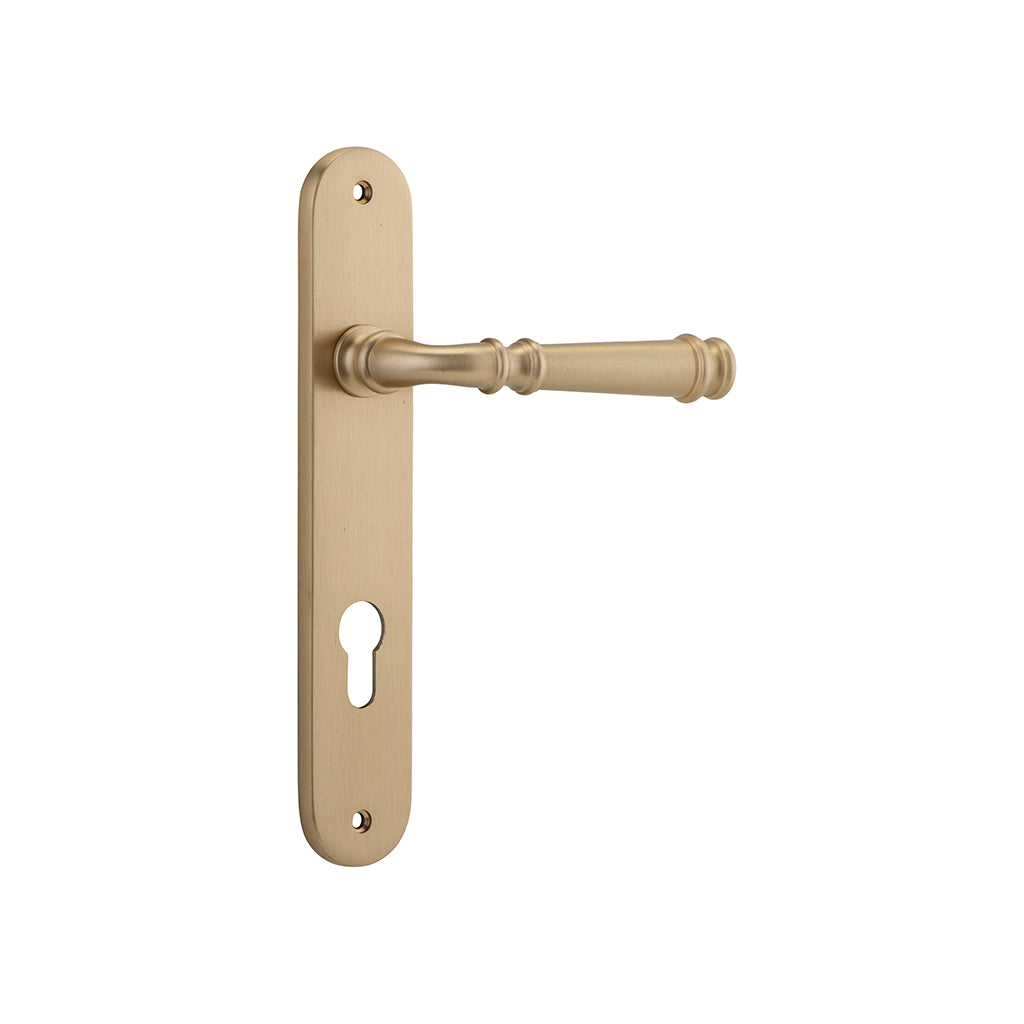 Verona Lever - Oval Backplate Brushed Brass / Entrance / Lever Set Only