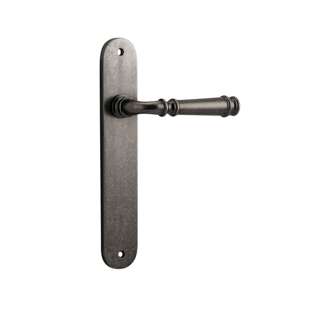Verona Lever - Oval Backplate Distressed Nickel / Passage / Lever Set Only
