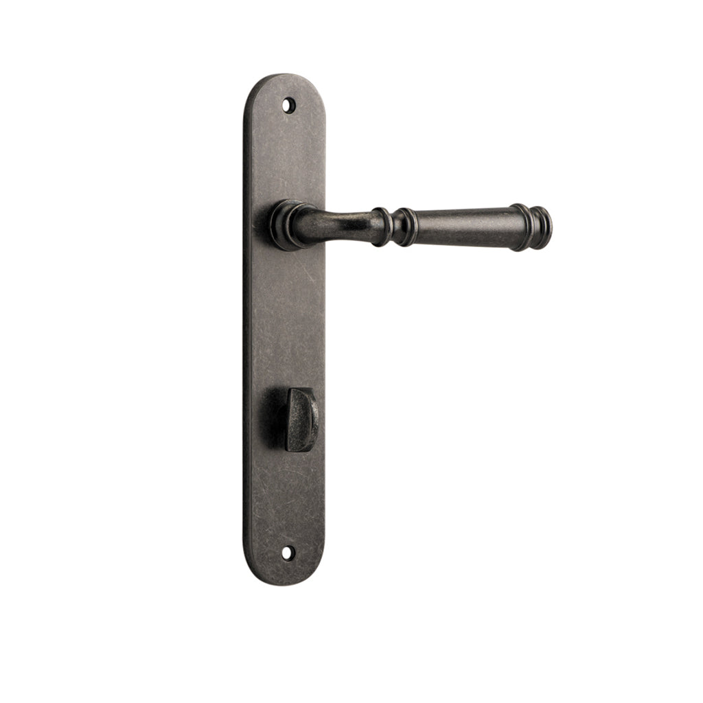 Verona Lever - Oval Backplate Distressed Nickel / Privacy / Lever Set Only