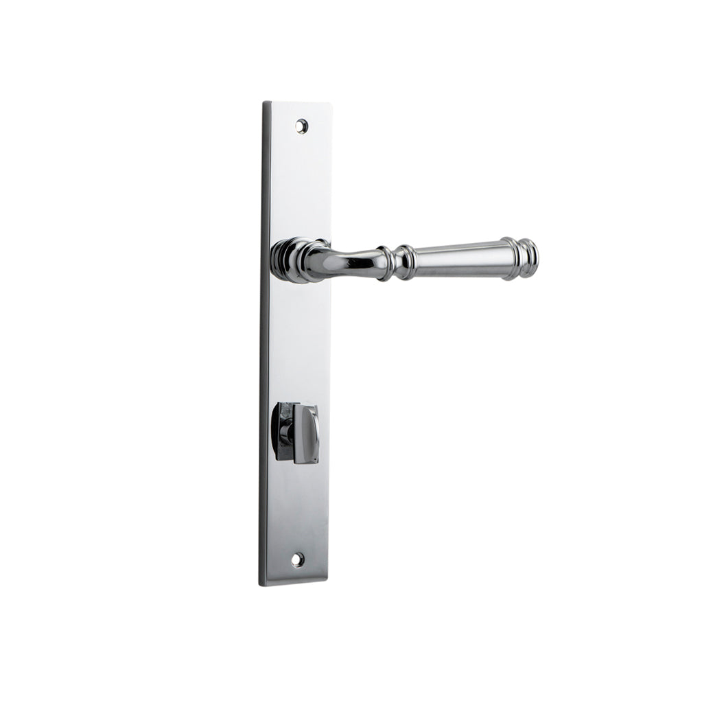 Verona Lever - Rectangular Backplate Polished Chrome / Privacy / Lever Set Only