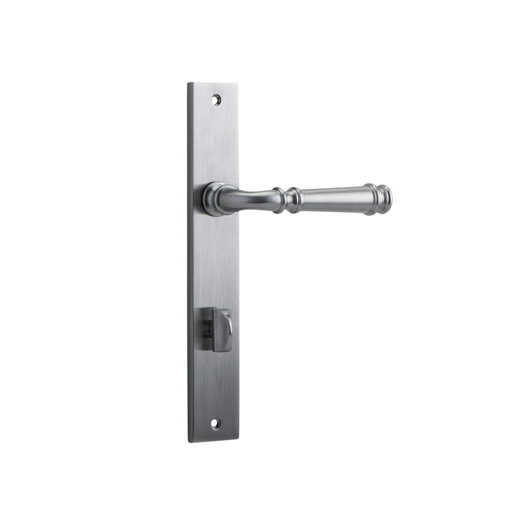 Verona Lever - Rectangular Backplate Brushed Chrome / Privacy / Lever Set Only