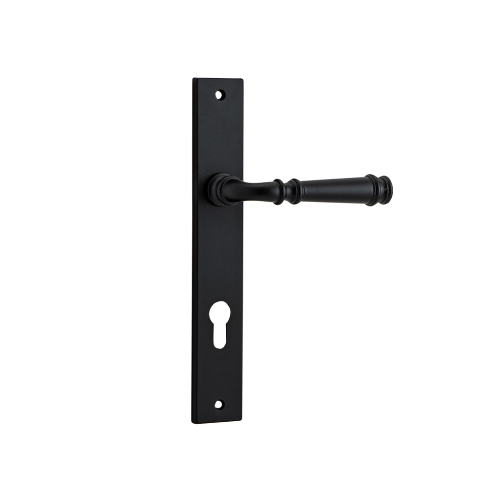 Verona Lever - Rectangular Backplate Matt Black / Entrance / Lever Set Only