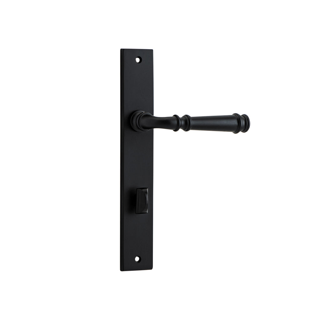 Verona Lever - Rectangular Backplate Matt Black / Privacy / Lever Set Only