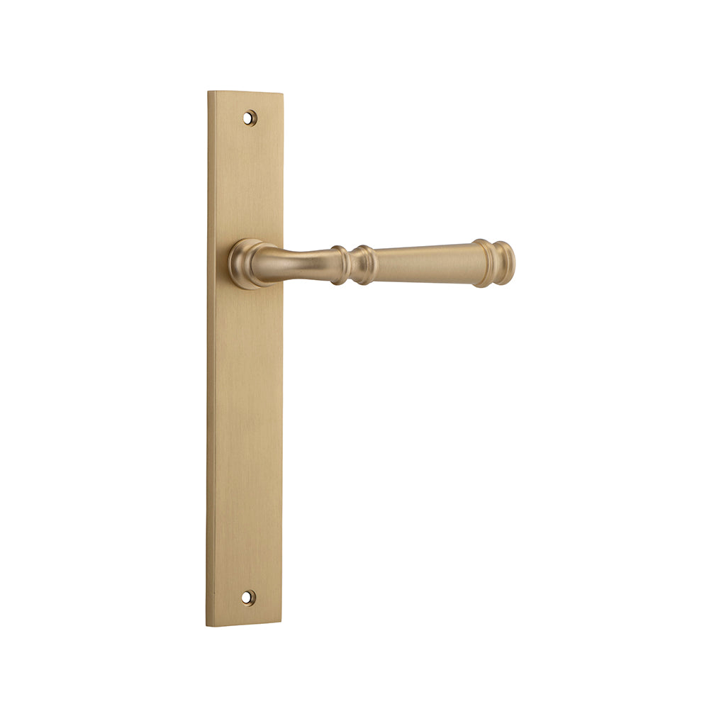 Verona Lever - Rectangular Backplate Brushed Brass / Passage / Lever Set Only