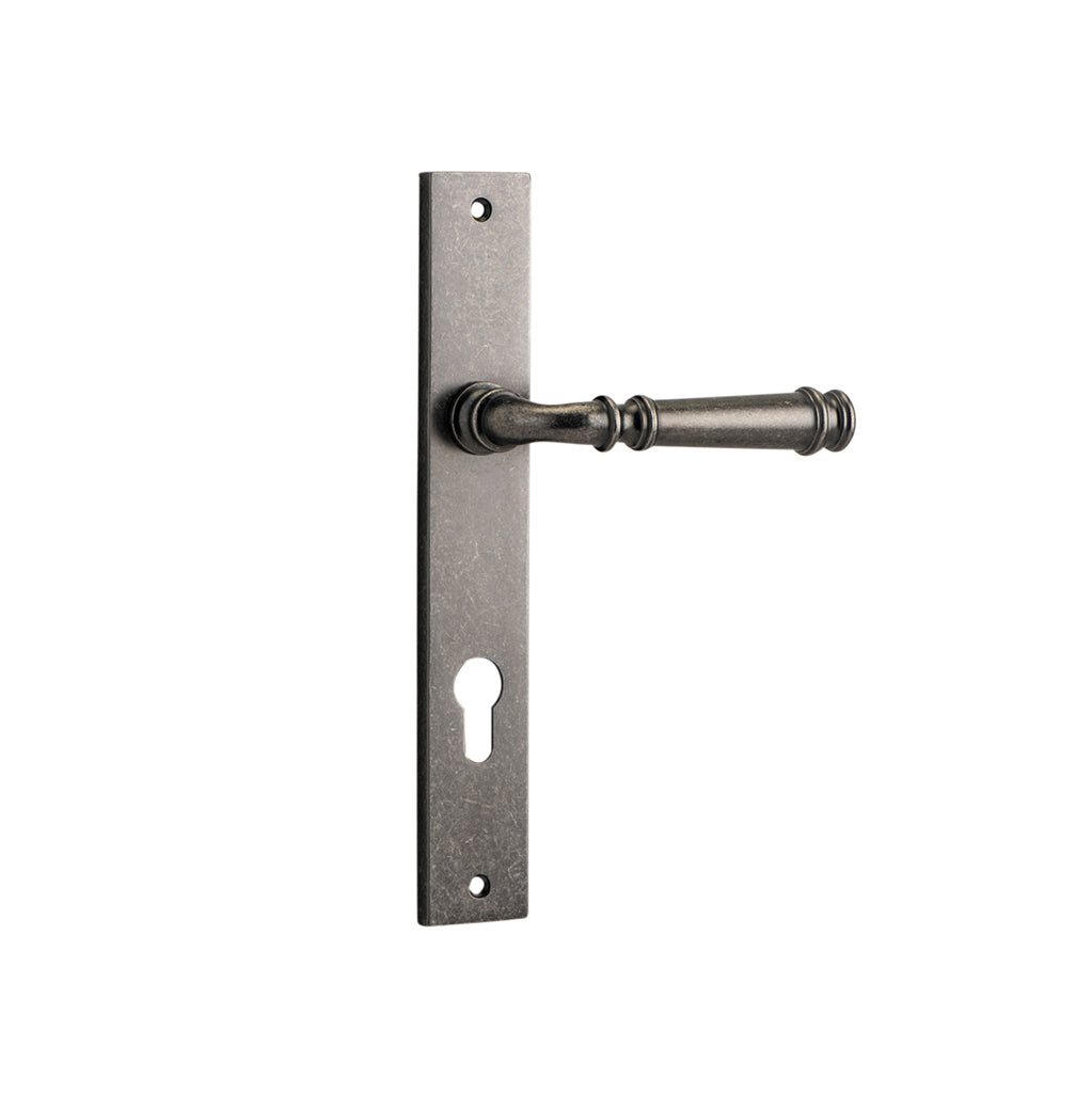 Verona Lever - Rectangular Backplate Distressed Nickel / Entrance / Lever Set Only